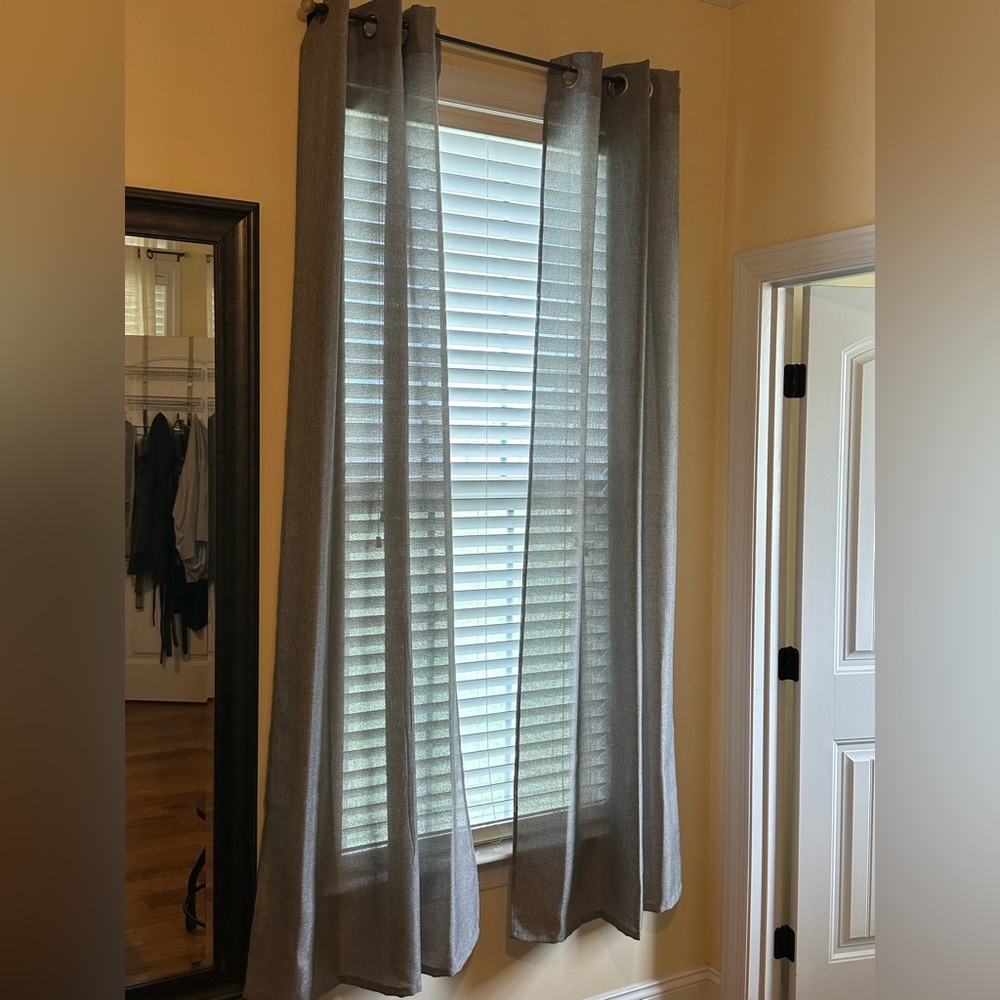 Linen Look Light Filtering Gray Curtain. 2 Panels 38” X 84”. Grommets.